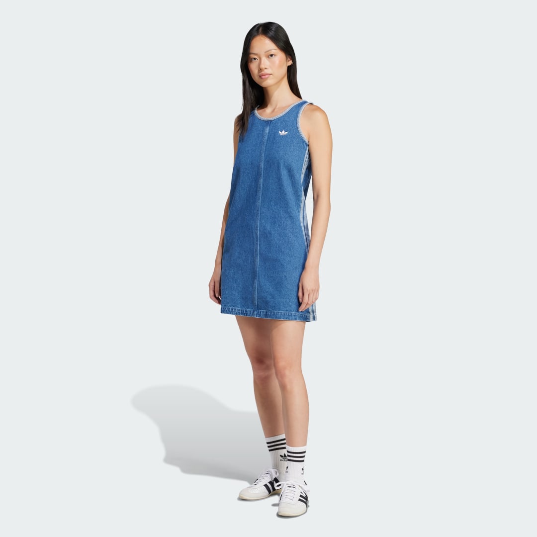 Pокля adidas Performance Adicolor Denim 3-Stripes Tank Dress Синьо | JD2580, 0