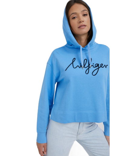 Суитчър Tommy Hilfiger Cotton Hoodie Синьо | WW0WW34479.PPYY