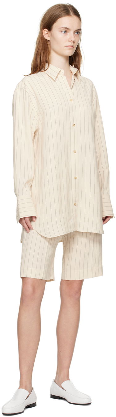 Къси панталони TOTEME TOTEME Relaxed Pinstripe Shorts Бежово | 242-WRB1674-FB0112, 3