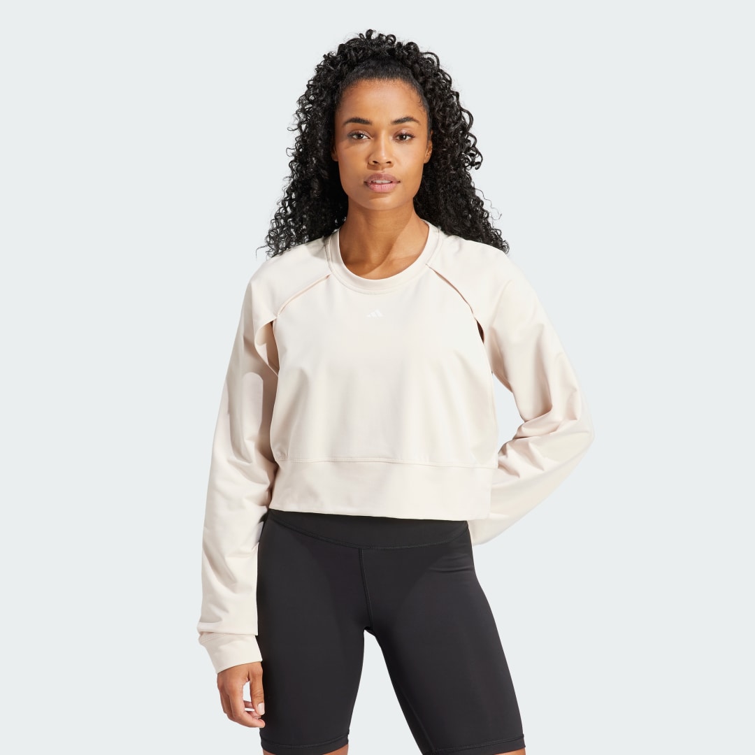 Суитчър adidas Performance Power AEROREADY Crop Cover-Up Бежово | IM2691, 0