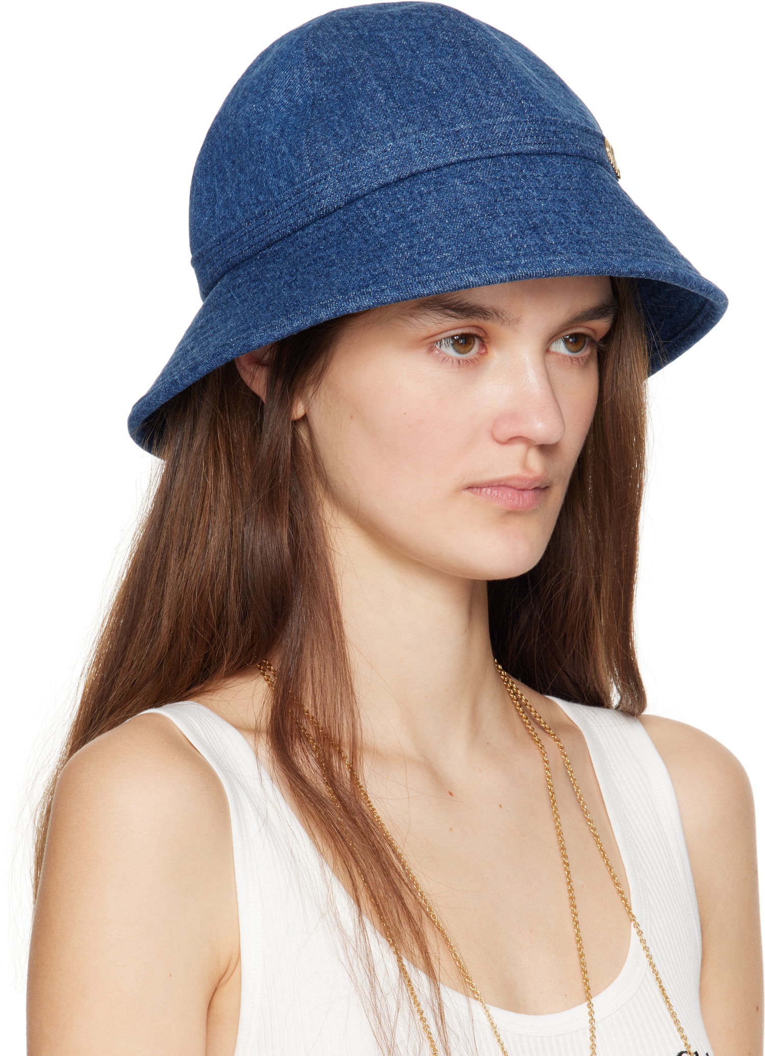 Шапка CHLOÉ Chloé 'The Chloé' Iconic Denim Bucket Hat Синьо | CHC25SD020GDN, 1