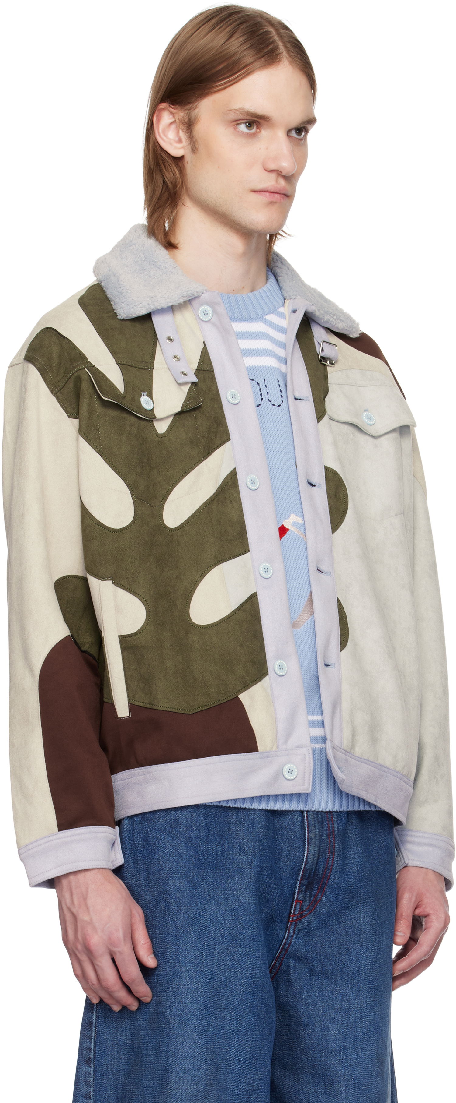 Яке KidSuper KidSuper Floral Patchwork Suede Jacket Многоцветен | SS25-OW-11, 1