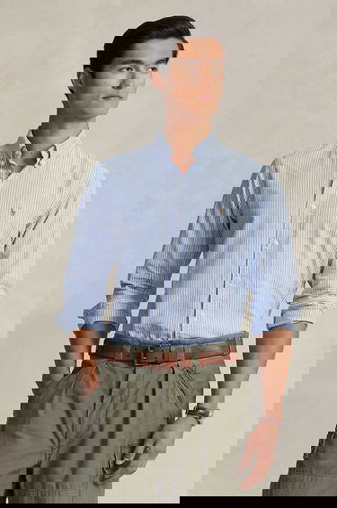 Риза Polo by Ralph Lauren Regular Fit Striped Cotton Button-Down Shirt Синьо | 710928918, 0