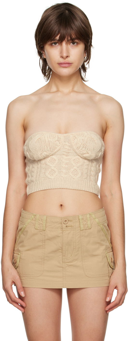 Guizio Cable Knit Strapless Tube Top