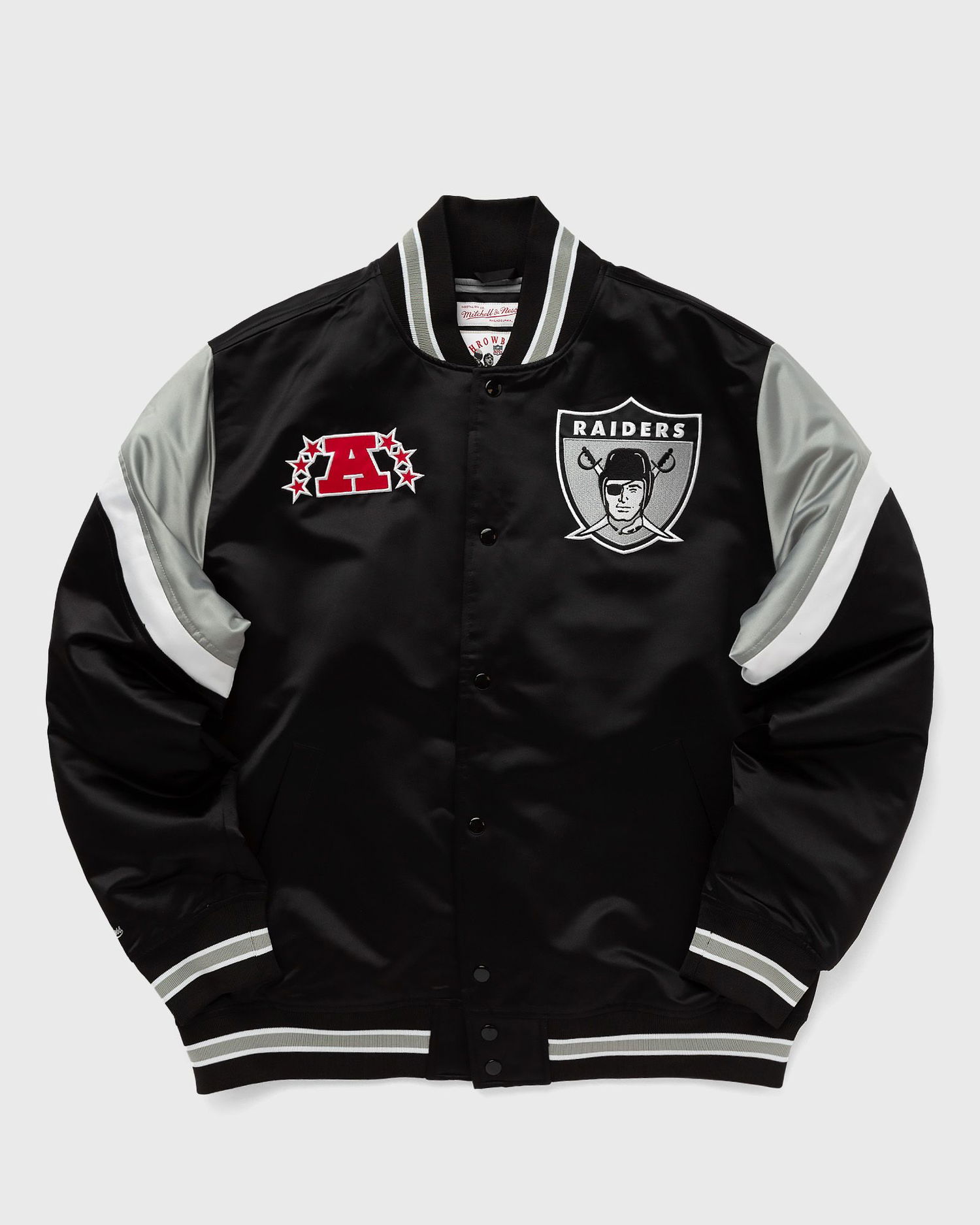 Яке бомбър Mitchell & Ness NFL HEAVYWEIGHT SATIN JACKET LAS VEGAS RAIDERS Черно | OJBF5516-ORAYYPPPBLCK, 0