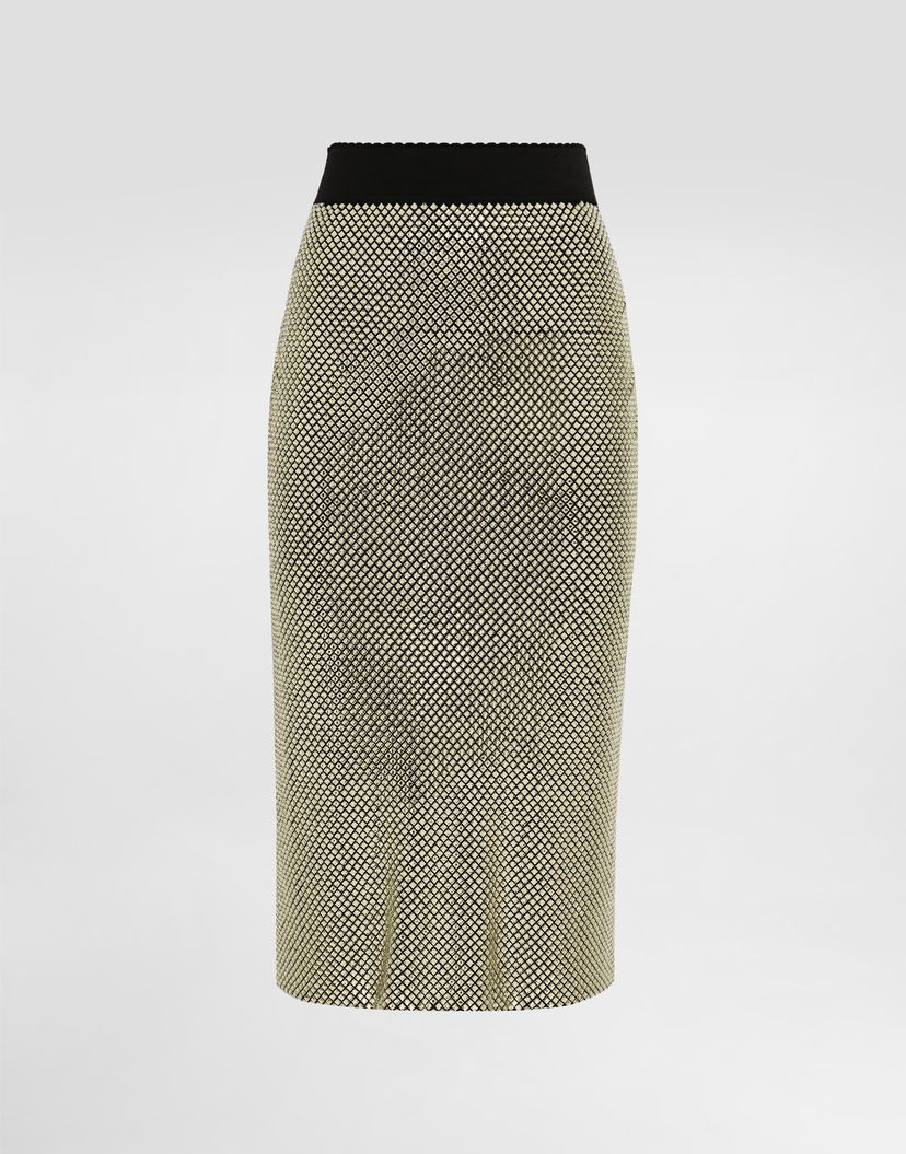 Пола Dolce & Gabbana Midi Pencil Skirt In Crystal Mesh Металик | F4C05ZFLSK3S0997