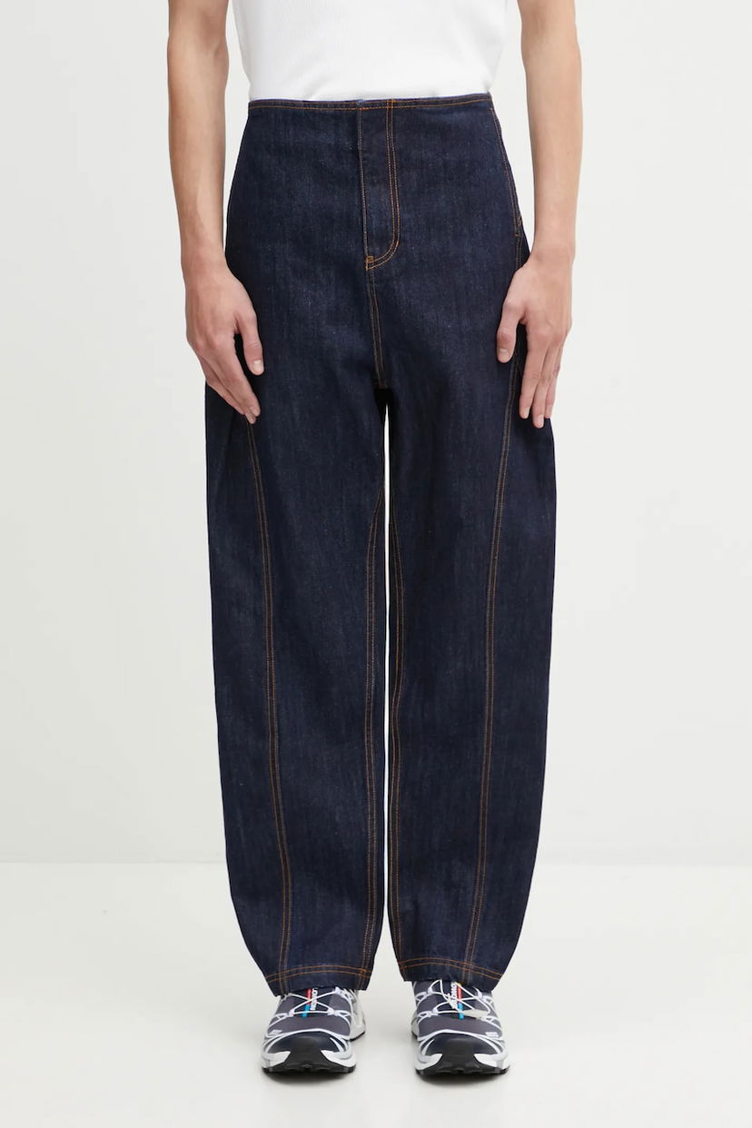 Дънки ADER ERROR High-Waisted Balloon Leg Contrast Stitch Denim Тъмно синьо | BO01FWJE0101BL