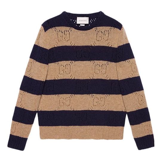 Пуловер Gucci Knit Striped Wool Sweater Кафяво | 645293-XKBPH-2420
