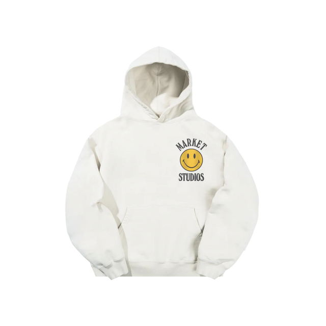 Market Smiley Upside Down Lock-up Hoodie Unbleached Cotton