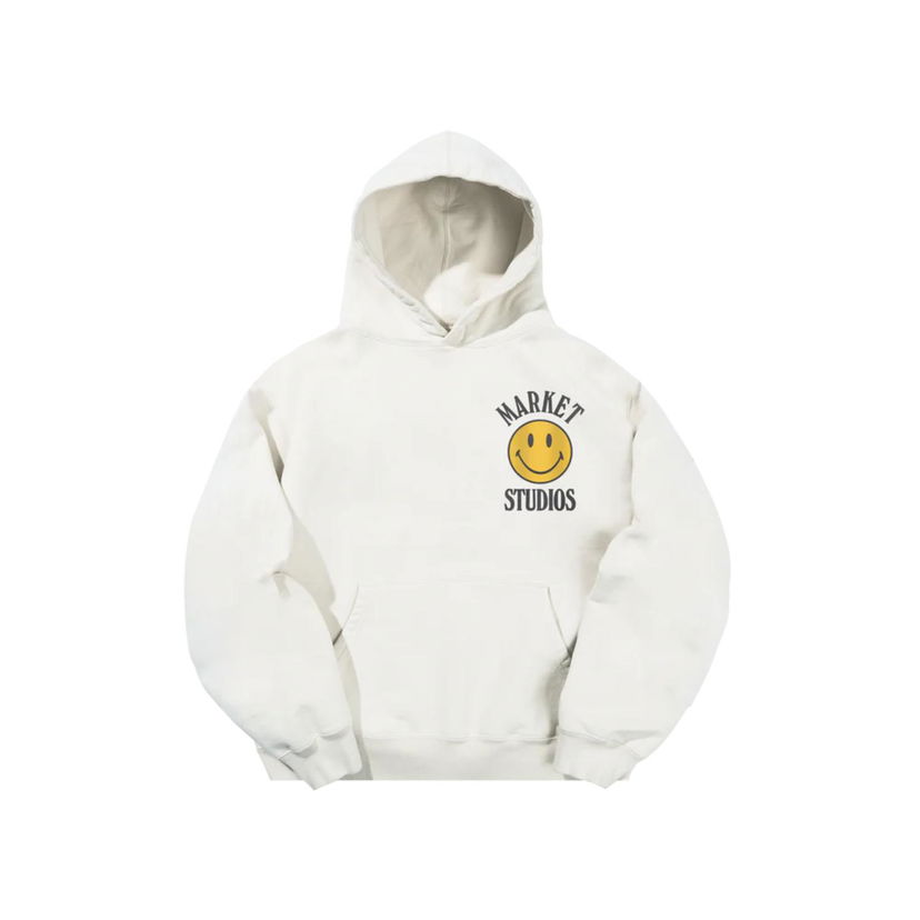 Суитчър MARKET Market Smiley Upside Down Lock-up Hoodie Unbleached Cotton Бяло | HD0386-COTTON