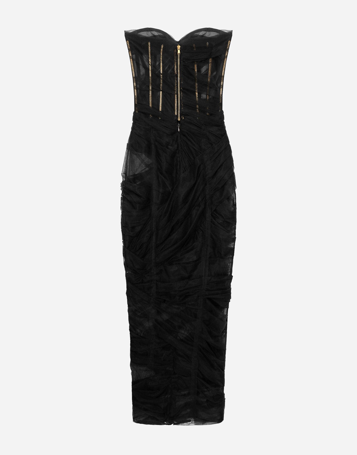 Pокля Dolce & Gabbana Tulle Calf-length Corset Dress With Draping Черно | F6DJYTHLUACN0000, 1