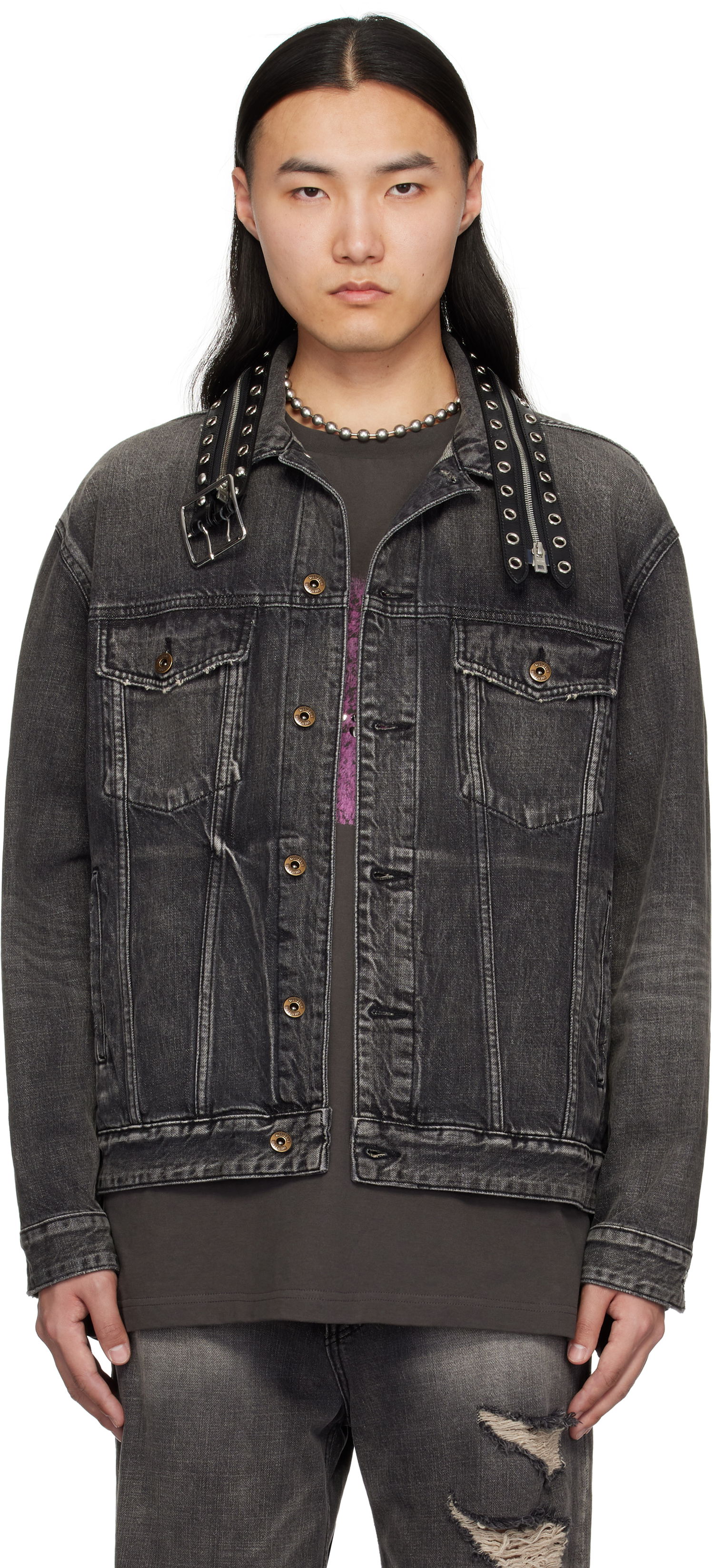 Яке We11done We11done Belted Collar Denim Jacket Черно | WD-DJ0-25-315-U-BK, 0