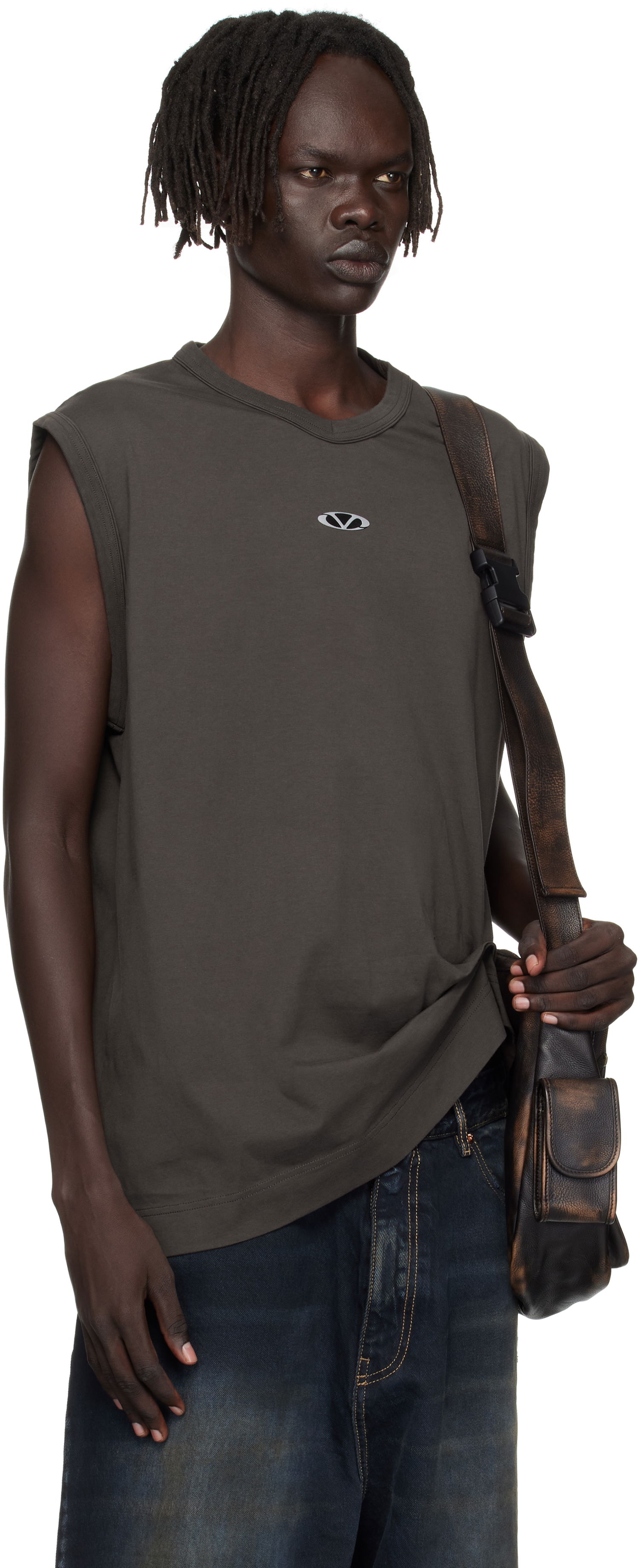 Потник VETEMENTS Vetements Oval Logo Jersey Tank Top Сиво | UH76TR550C, 1