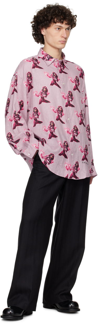 Риза Acne Studios Acne Studios Marvel Hero Print Linen Button-Down Shirt Розово | BB0624-, 3