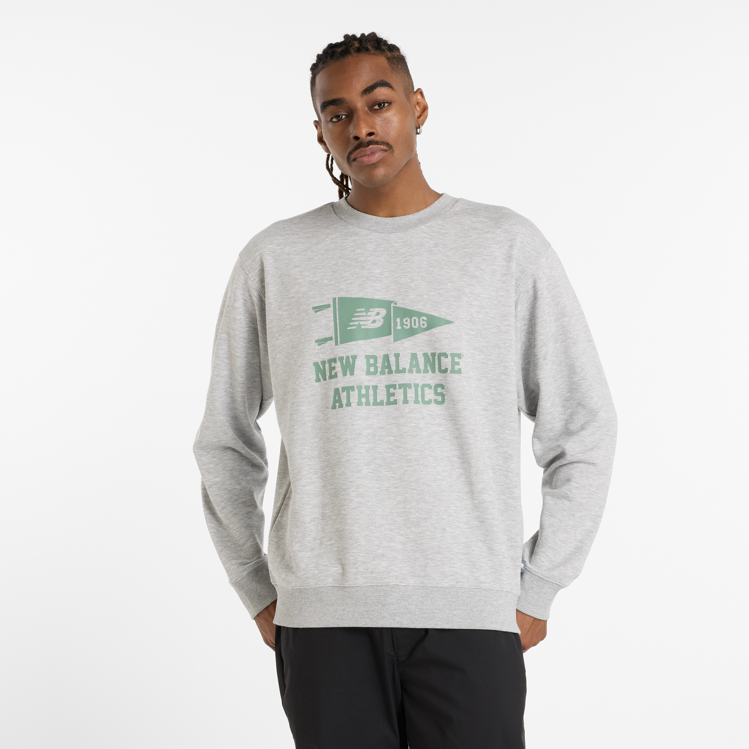 Суитчър New Balance Athletics Pennant Crewneck Sweatshirt Сиво | NBMT51929AG, 0