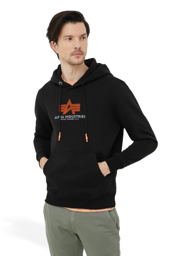 Суитчър Alpha Industries Logo Hoodie Черно | 178312RB.03