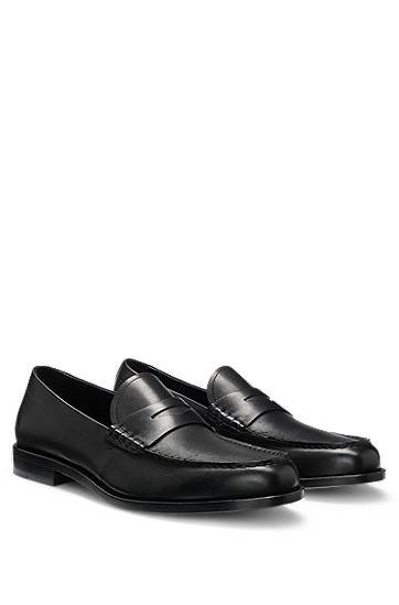Кецове и обувки BOSS Smooth Leather Penny Loafers Черно | 50548278