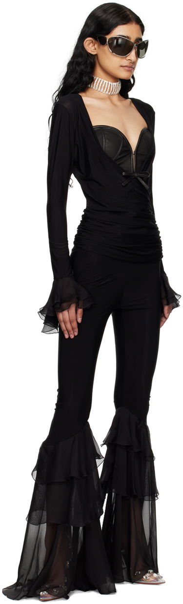 боди Blumarine Ruffle Long Sleeve Top Черно | P444C053A, 3