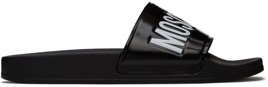 Кецове и обувки Moschino Logo Pool Slides Черно | MB28022G1E G10, 0