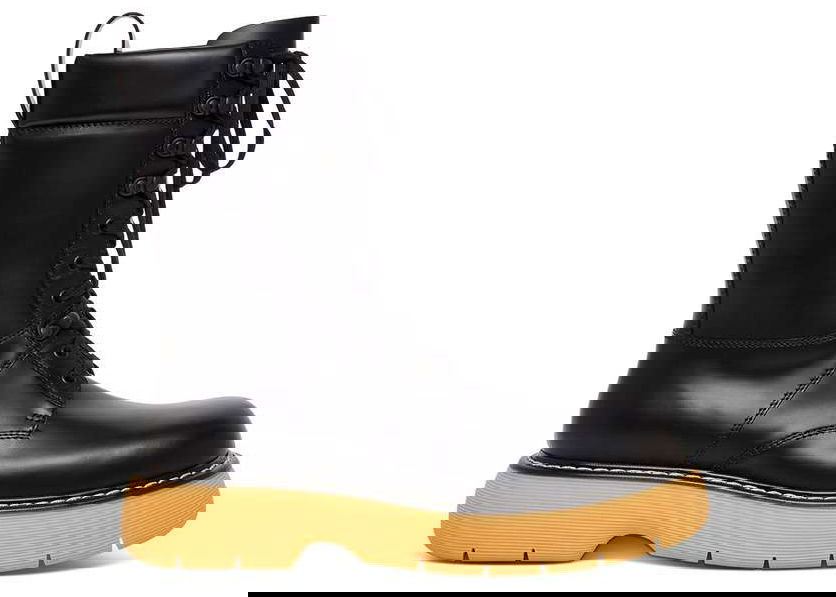 Кецове и обувки Bottega Veneta The Bounce Leather Lace Up Boot Черно | 651260V00H01032, 0
