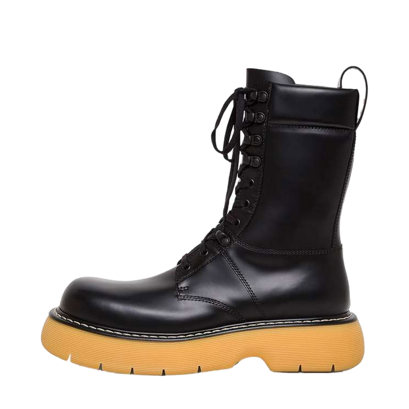 Кецове и обувки Bottega Veneta The Bounce Leather Lace Up Boot Черно | 651260V00H01032