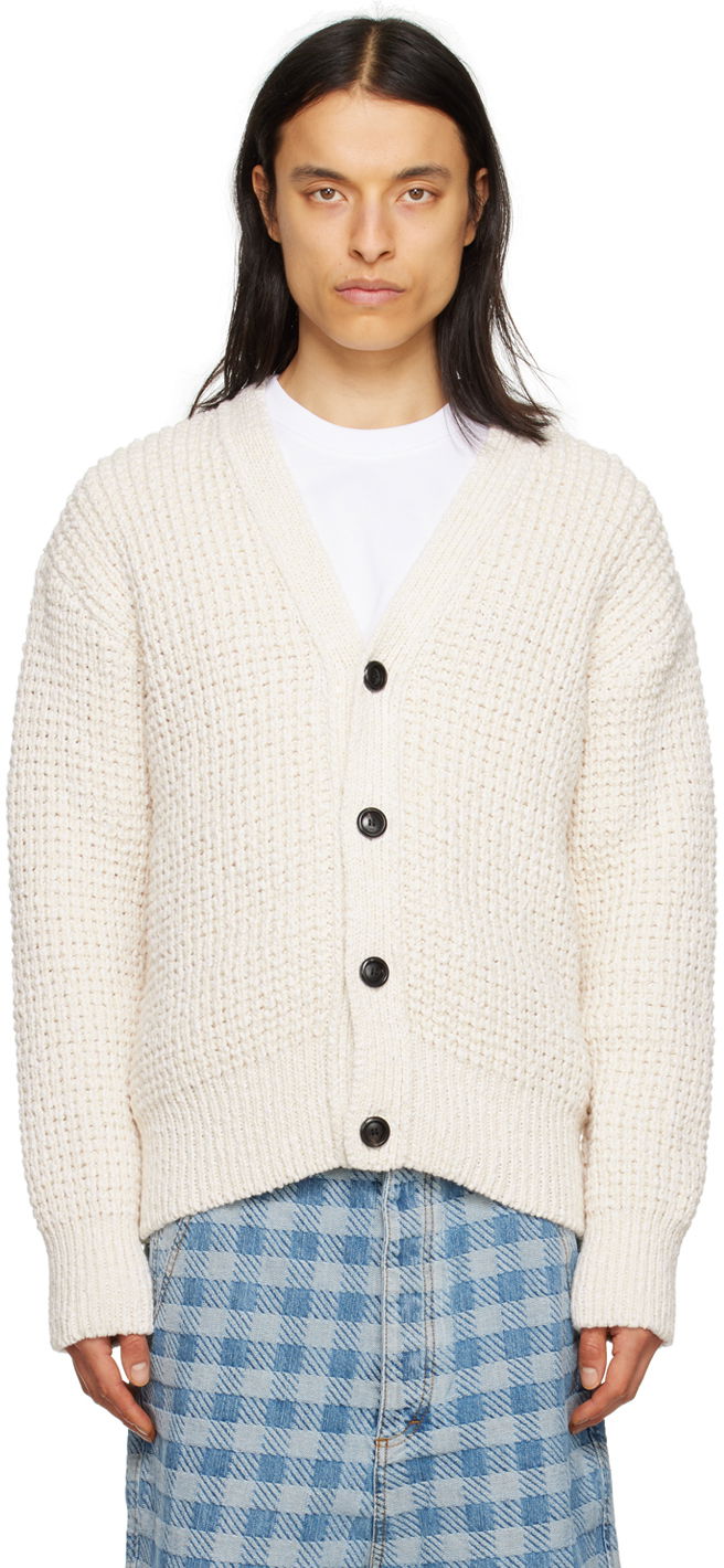 Пуловер AMI Button Cardigan Бяло | UKC061.KN0009, 0