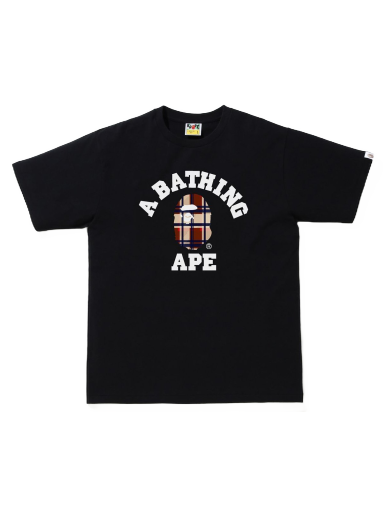 Тениска BAPE Check College Tee Черно | 1J30-110-034