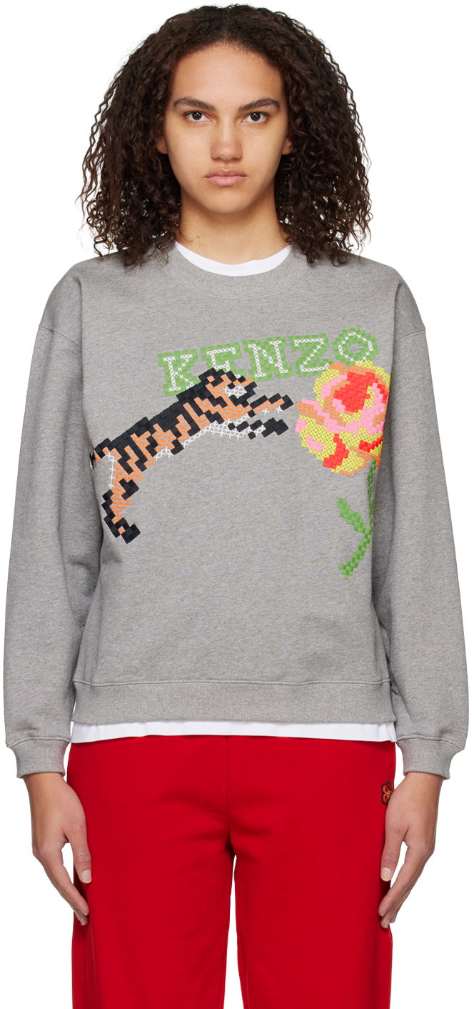 Суитчър KENZO Paris Pixel Sweatshirt Сиво | FD52SW0024MC, 0