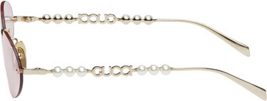 Слънчеви очила Gucci Gucci Oval Frame Sunglasses with Pearl Embellishment Розово | GG1922S-004, 2