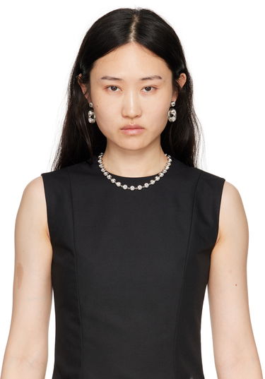 Колие Amina Muaddi Crystal Tennis Necklace Металик | IRIS NECKLACE, 3