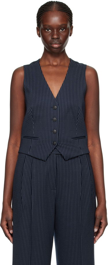 Жилетка rag & bone Priya Pinstripe Vest Синьо | WAC23HT044LC44, 0