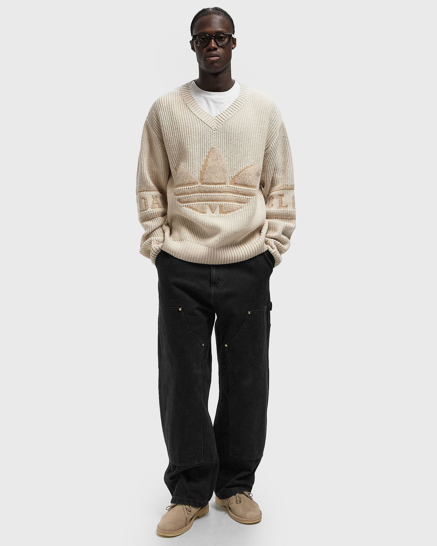 Пуловер adidas Originals CLOT V-Neck Knit Sweater Бежово | IK2975, 1