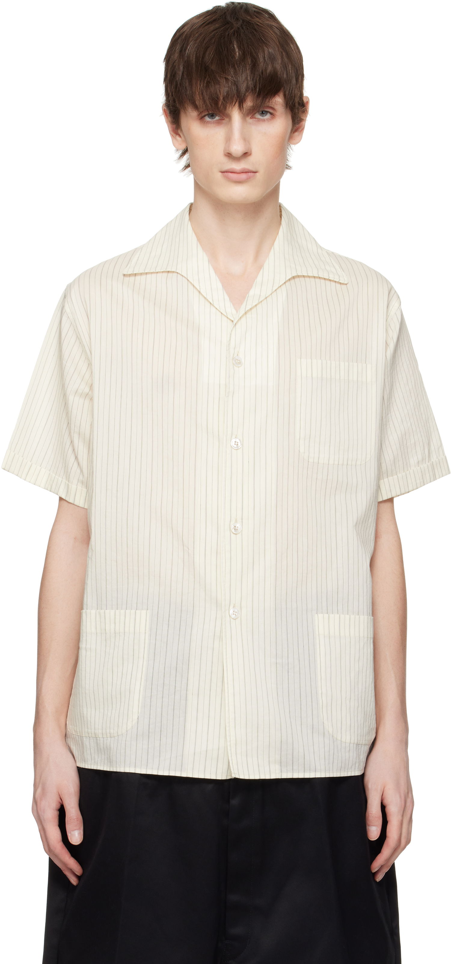 Риза Maison Margiela Maison Margiela Pinstriped Camp Collar Shirt Бежово | S50DR0009 M35276, 0