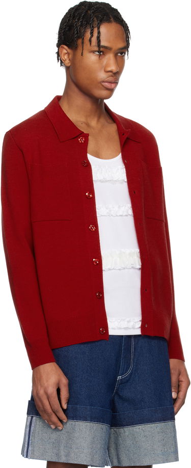 Пуловер Simone Rocha Simone Rocha Knit Workwear Cardigan Червено | VMK11 0646, 1