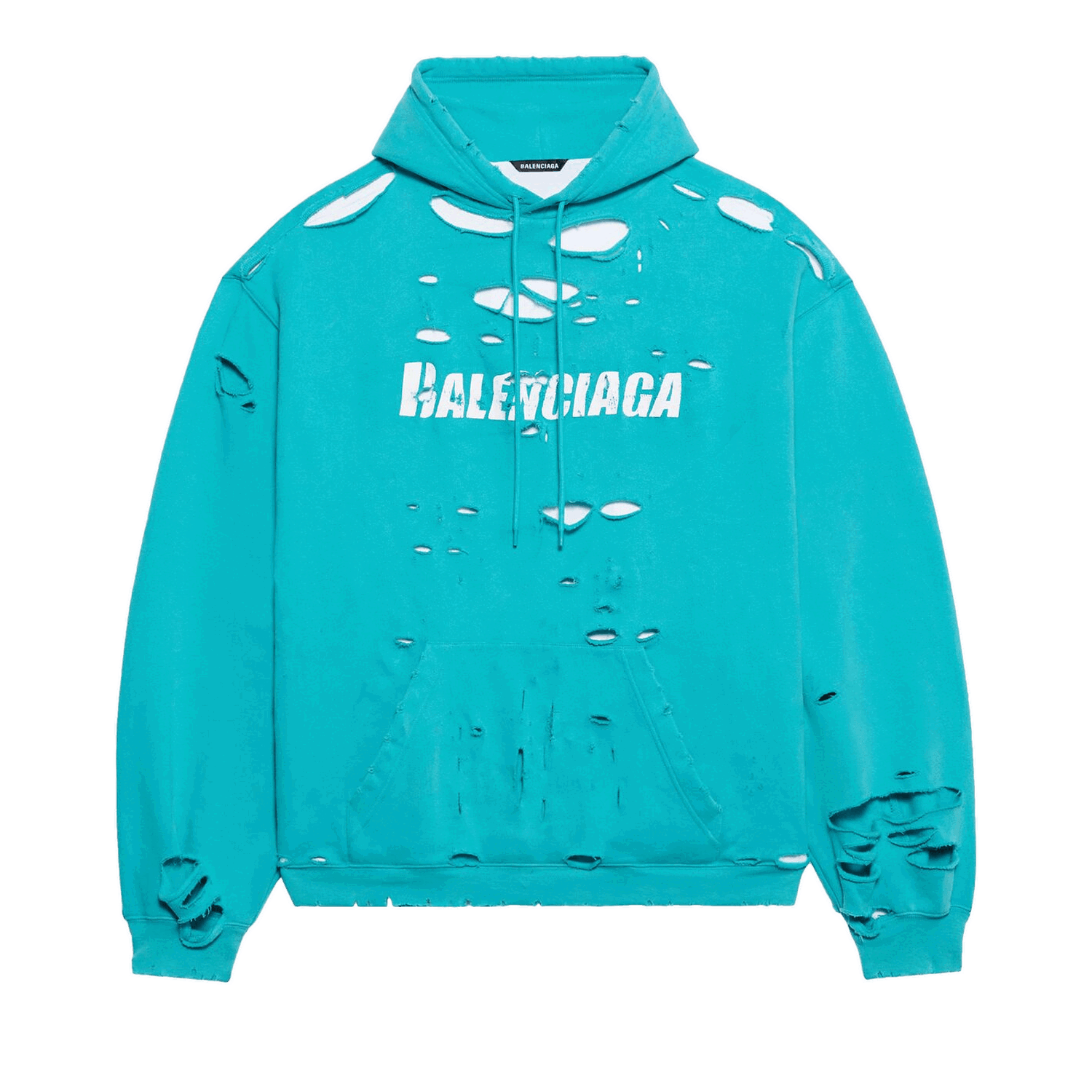 Суитчър Balenciaga Destroyed Hoodie Тюркоазено | 659403 TKVB6 4661, 0