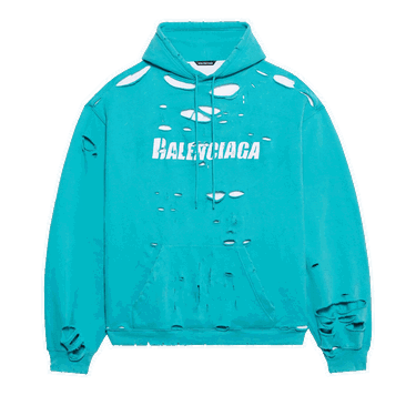 Суитчър Balenciaga Destroyed Hoodie Тюркоазено | 659403 TKVB6 4661, 0