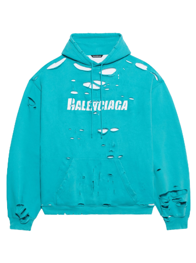 Суитчър Balenciaga Destroyed Hoodie Тюркоазено | 659403 TKVB6 4661