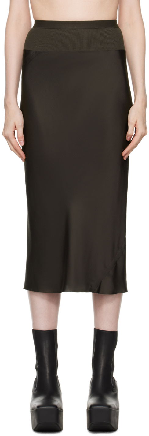 Пола Rick Owens Gray Porterville Knee Bias Midi Skirt Черно | RP02D3332 SCH, 0
