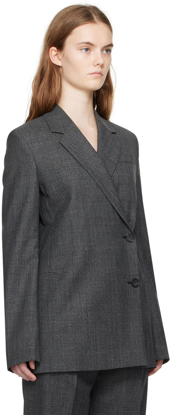Яке TOTEME TOTEME Off-Center Wrap Blazer Сиво | 242-WRZ1916-FB0110, 1