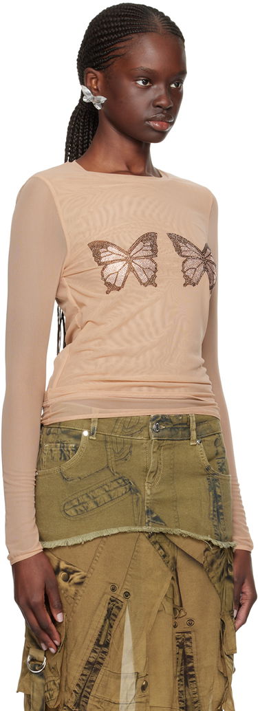 Потник Blumarine Graphic Long Sleeve T-Shirt Бежово | P422T056A, 1