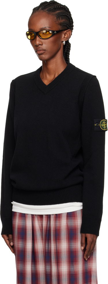 Пуловер Stone Island Stone Island Lambswool V-Neck Sweater Черно | K2S15 5100033 S00A3, 3