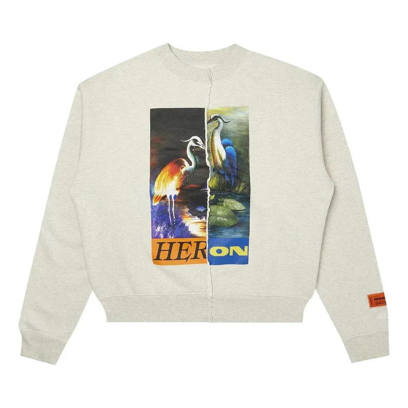 Пуловер HERON PRESTON Heron Preston Split Herons Crewneck Sweatshirt Сиво | HMBA018F21JER0010822