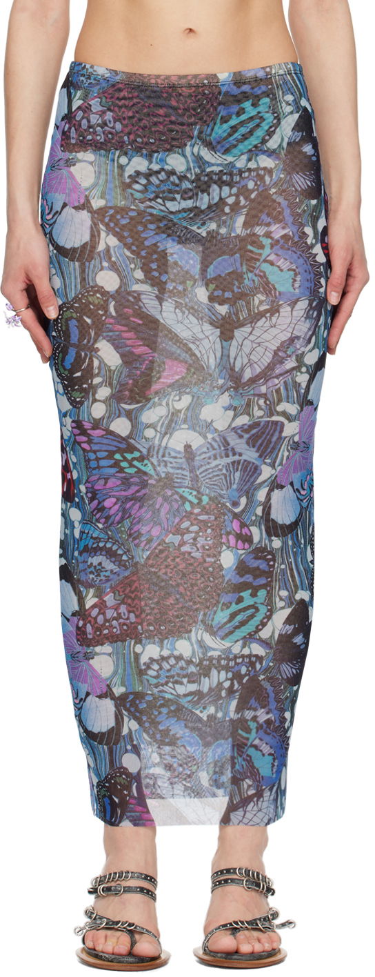 Пола Jean Paul Gaultier Gaultier Butterfly Print Maxi Skirt Синьо | 24/25-F-JU070-T545-5090