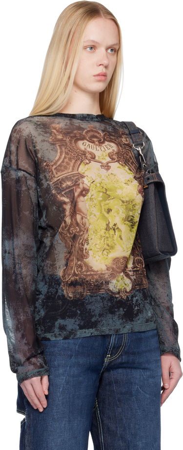 Тениска Jean Paul Gaultier The Oversized Médaillon Printed Mesh Long Sleeve Top Многоцветен | 25/04-W-TO340-M006P-005740, 4