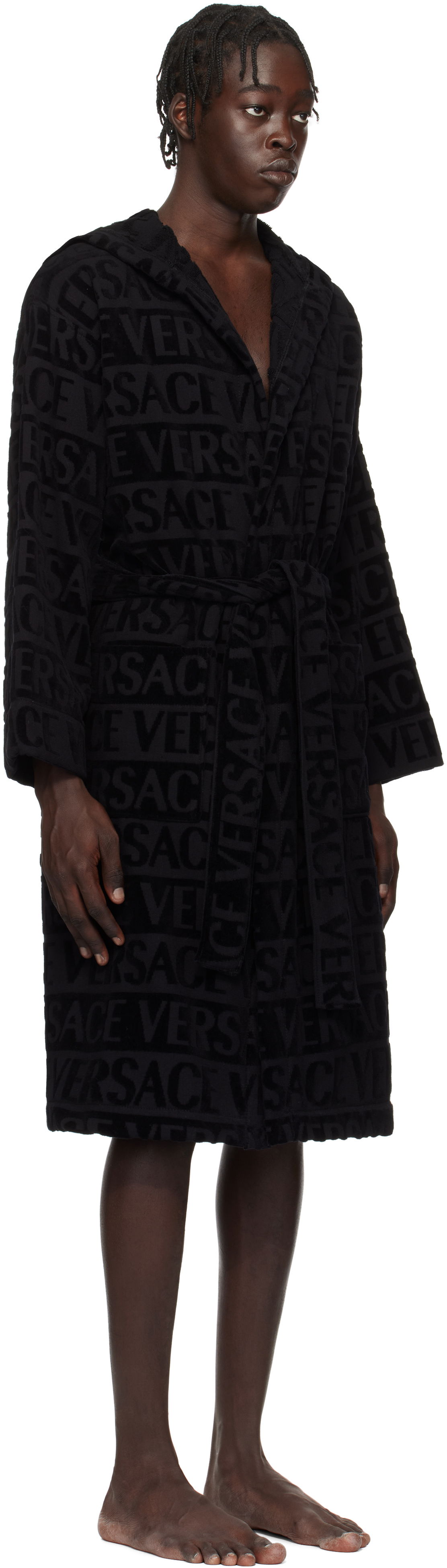 Пижама Versace Versace 'Versace' Allover Bathrobe Черно | 1010660_1A07545, 1