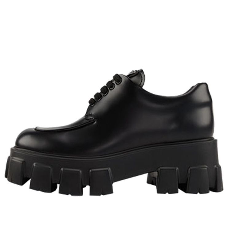 Кецове и обувки Prada Monolith Brushed Leather Lace-Up Shoes Черно | 1E255N_B4L_F0002_F_B055