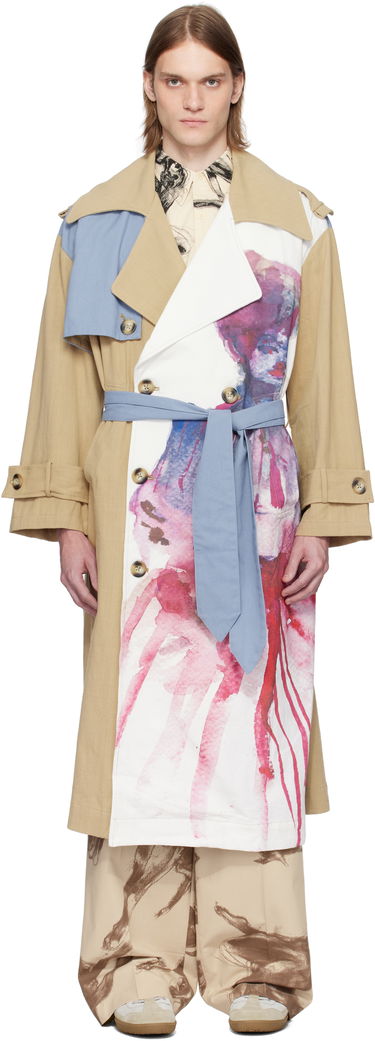 Тренчкот KidSuper KidSuper Painted Girl Trench Coat Бежово | SS25-OW-23, 0