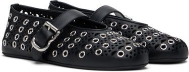 Кецове и обувки Alaïa ALAÏA Vienne Lambskin Eyelets Ballerina Flats Черно | AA3A029CK277, 3