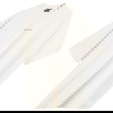 Тениска Balenciaga Balenciaga Men's Logo Medium Fit T-Shirt, Size Large Бяло | 764235-TSVO9-8016, 0