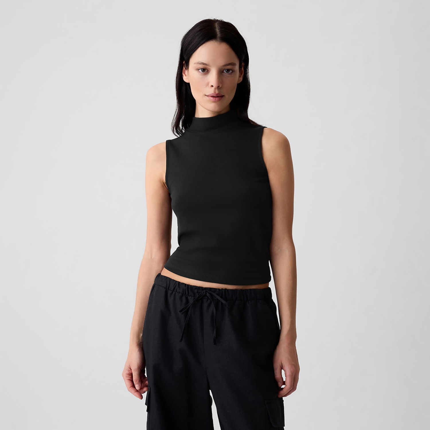 Облекло и аксесоари GAP Sleeveless Modal Mock Neck Black XXS Черно | 583620-00, 0